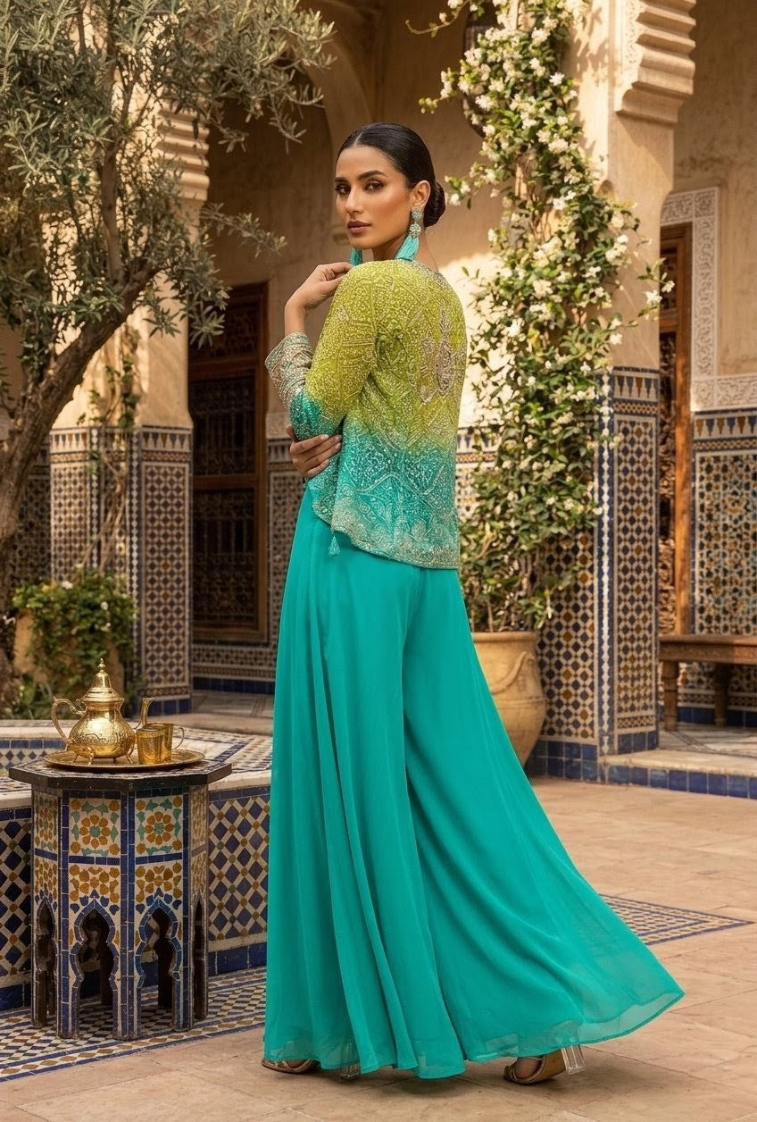 Embroidered Silk-Blend Set - Green