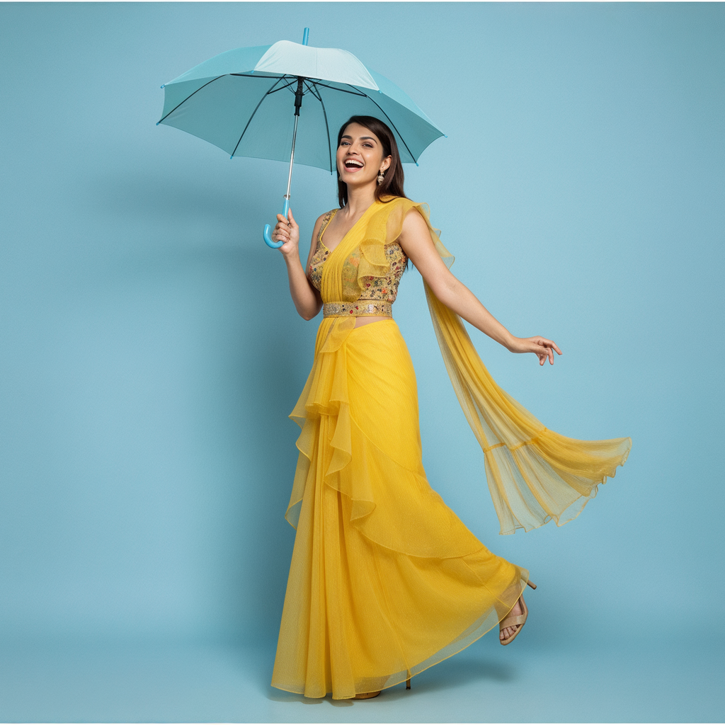 Pre-Draped Saree Set