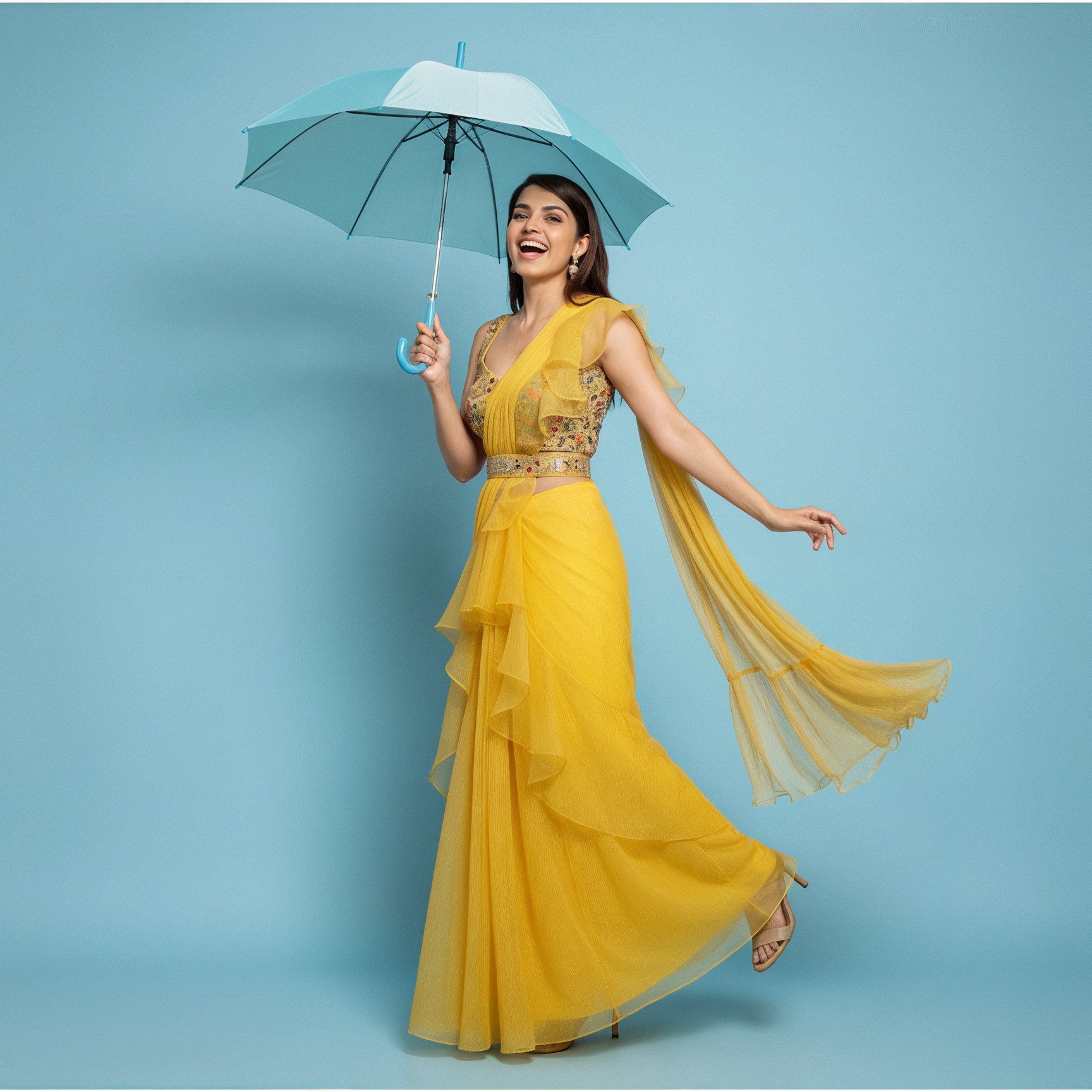 Pre-Draped Saree Set