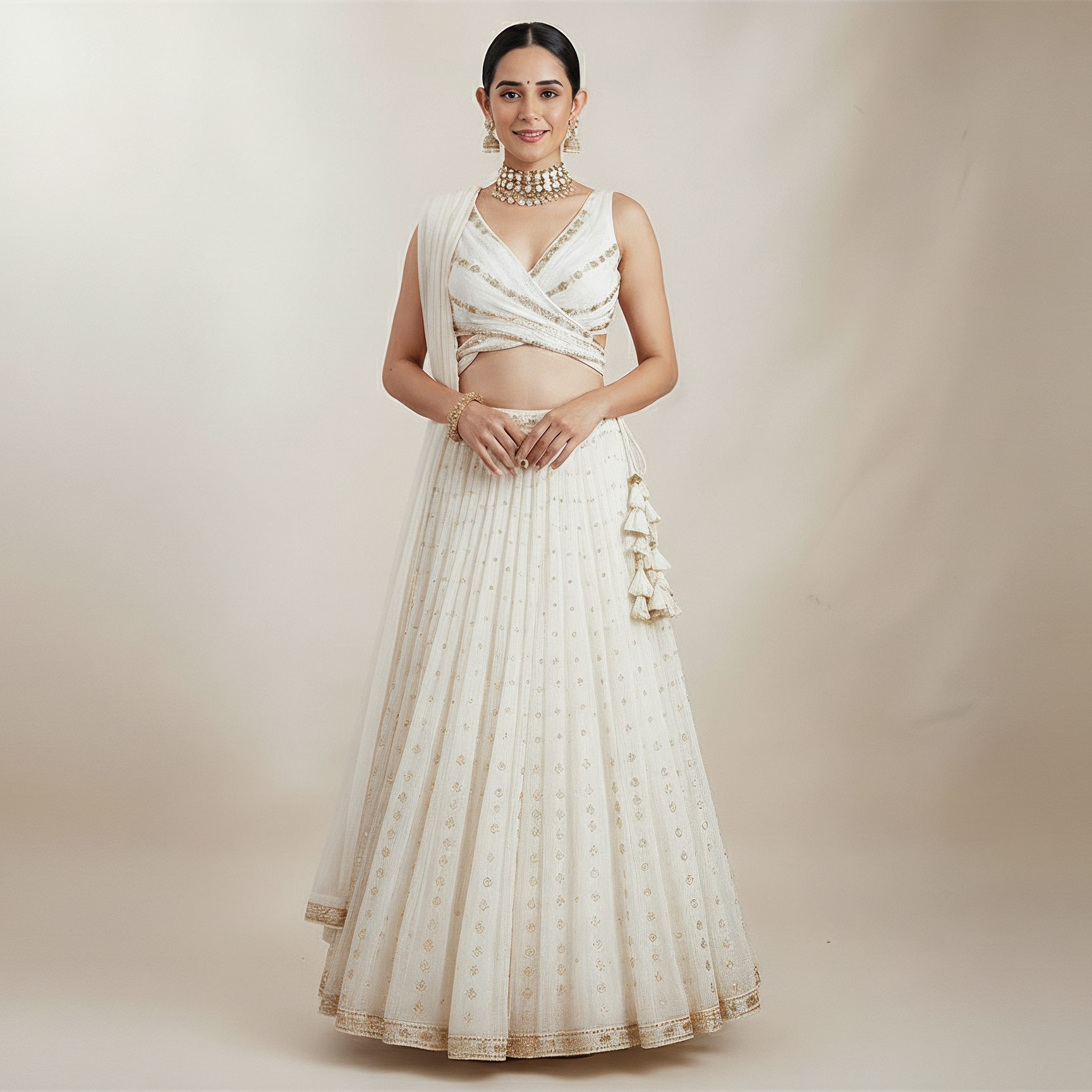 Embroidered Flowing Lehenga