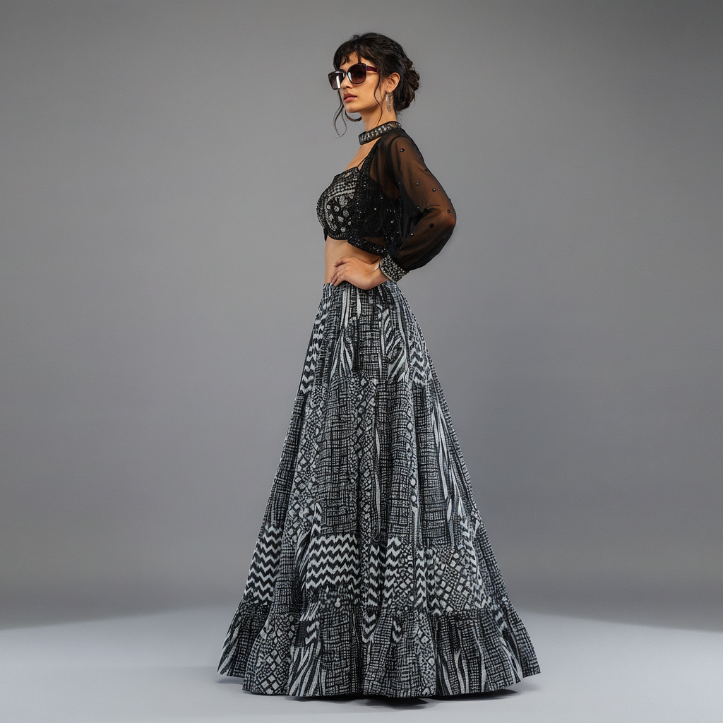 Black Printed Palazzo Set