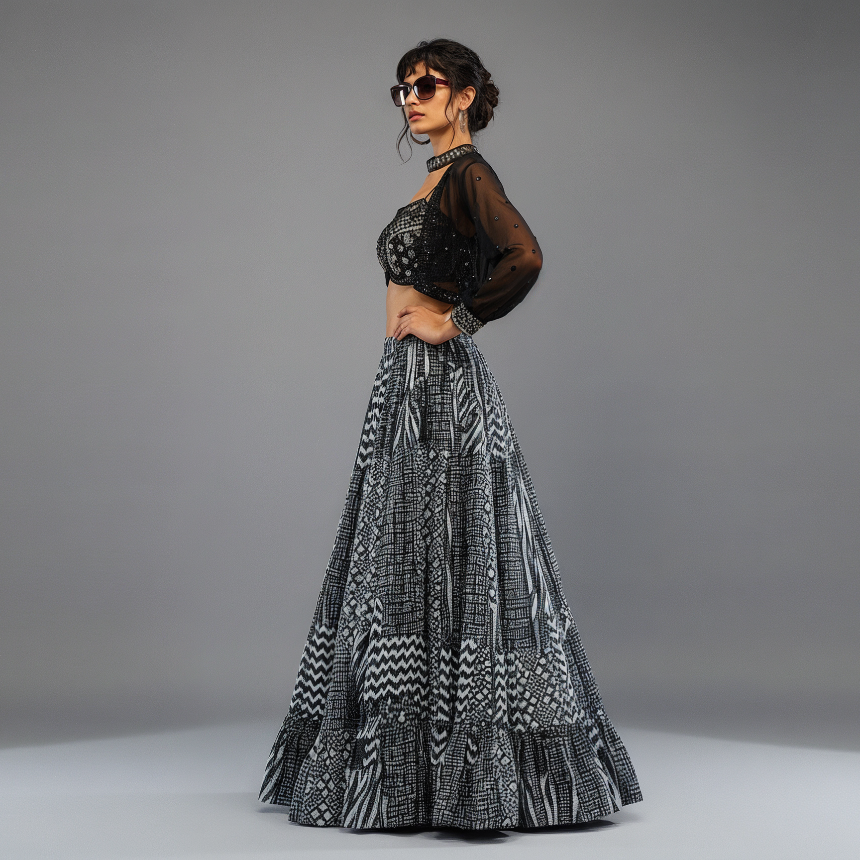 Black Printed Palazzo Set