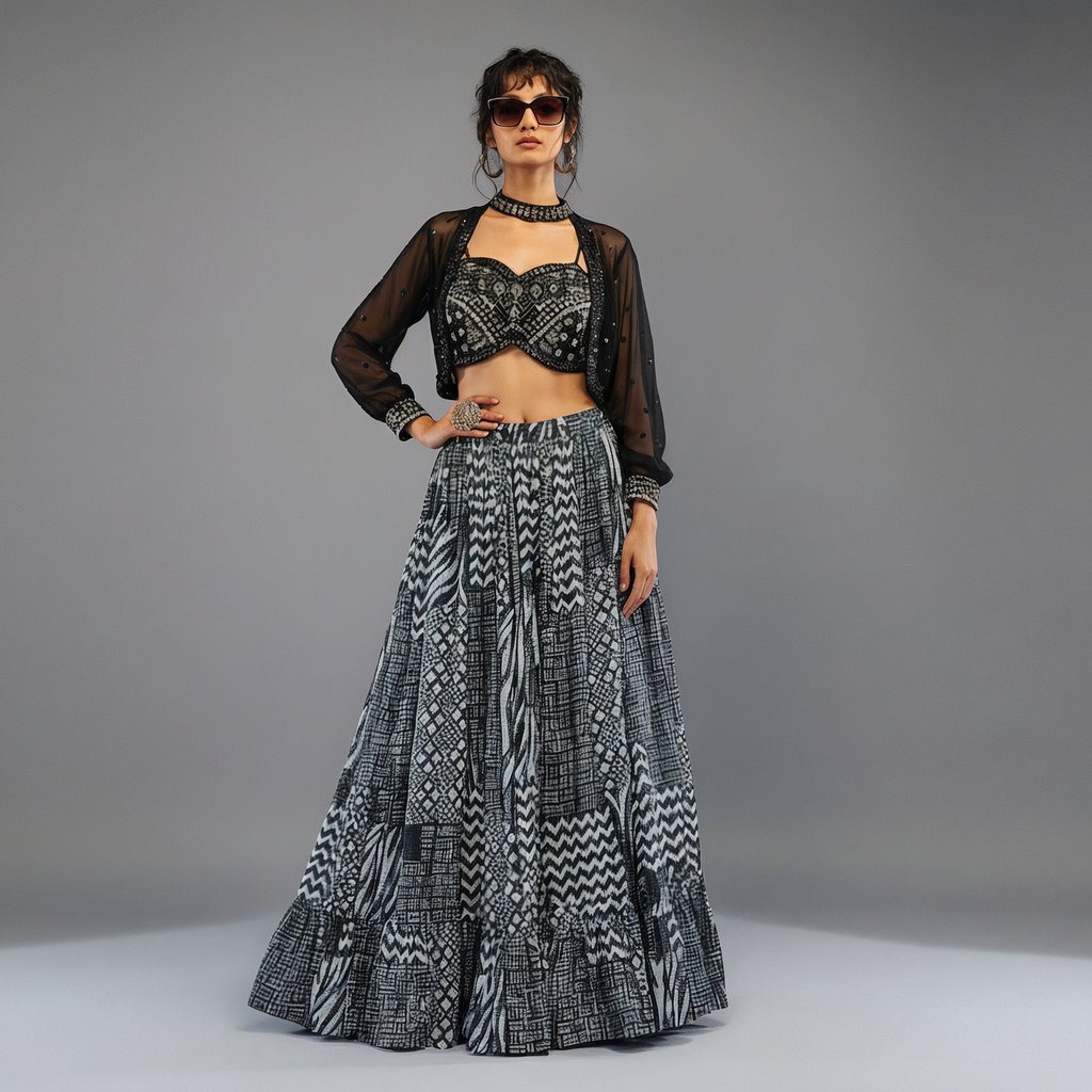 Black Printed Palazzo Set
