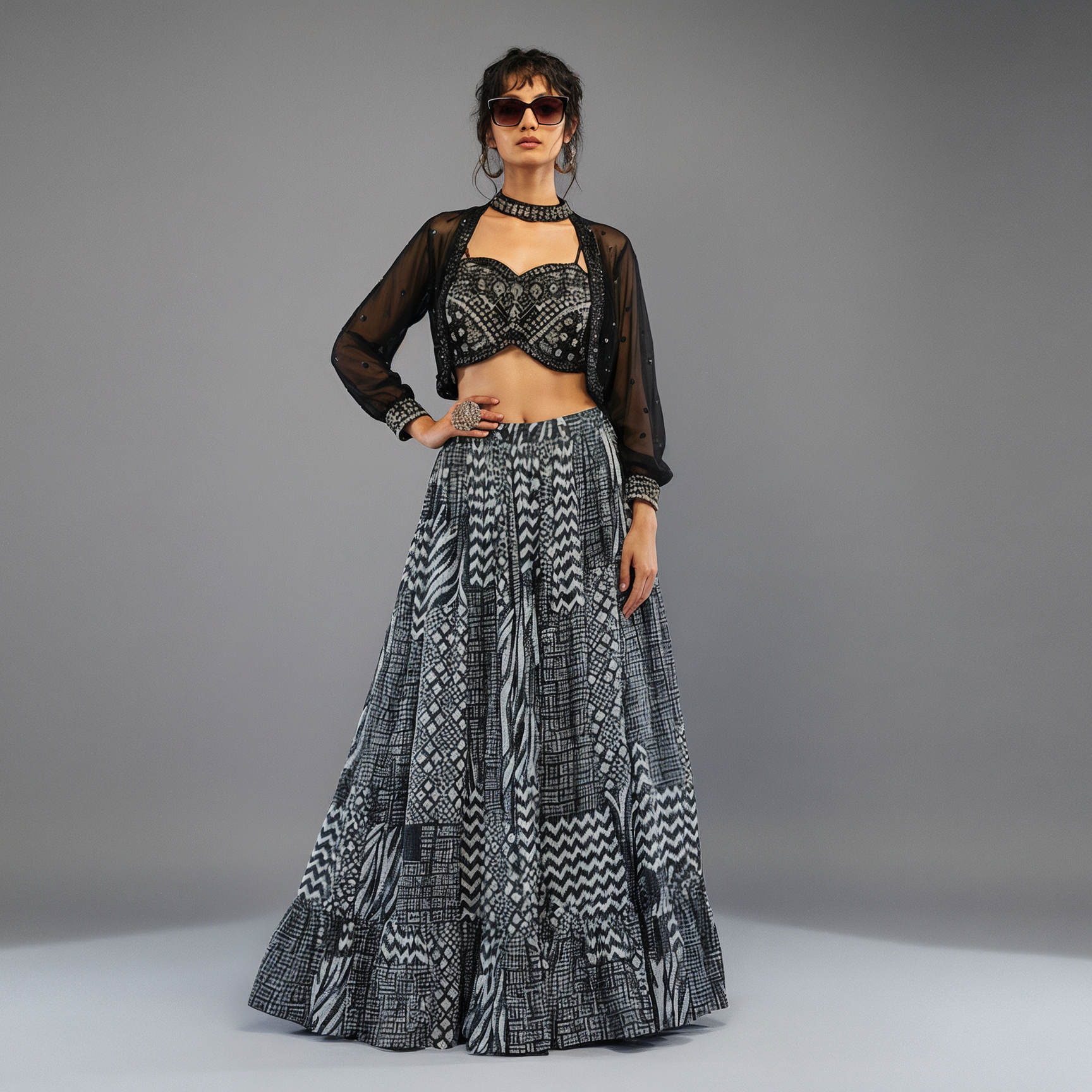 Black Printed Palazzo Set