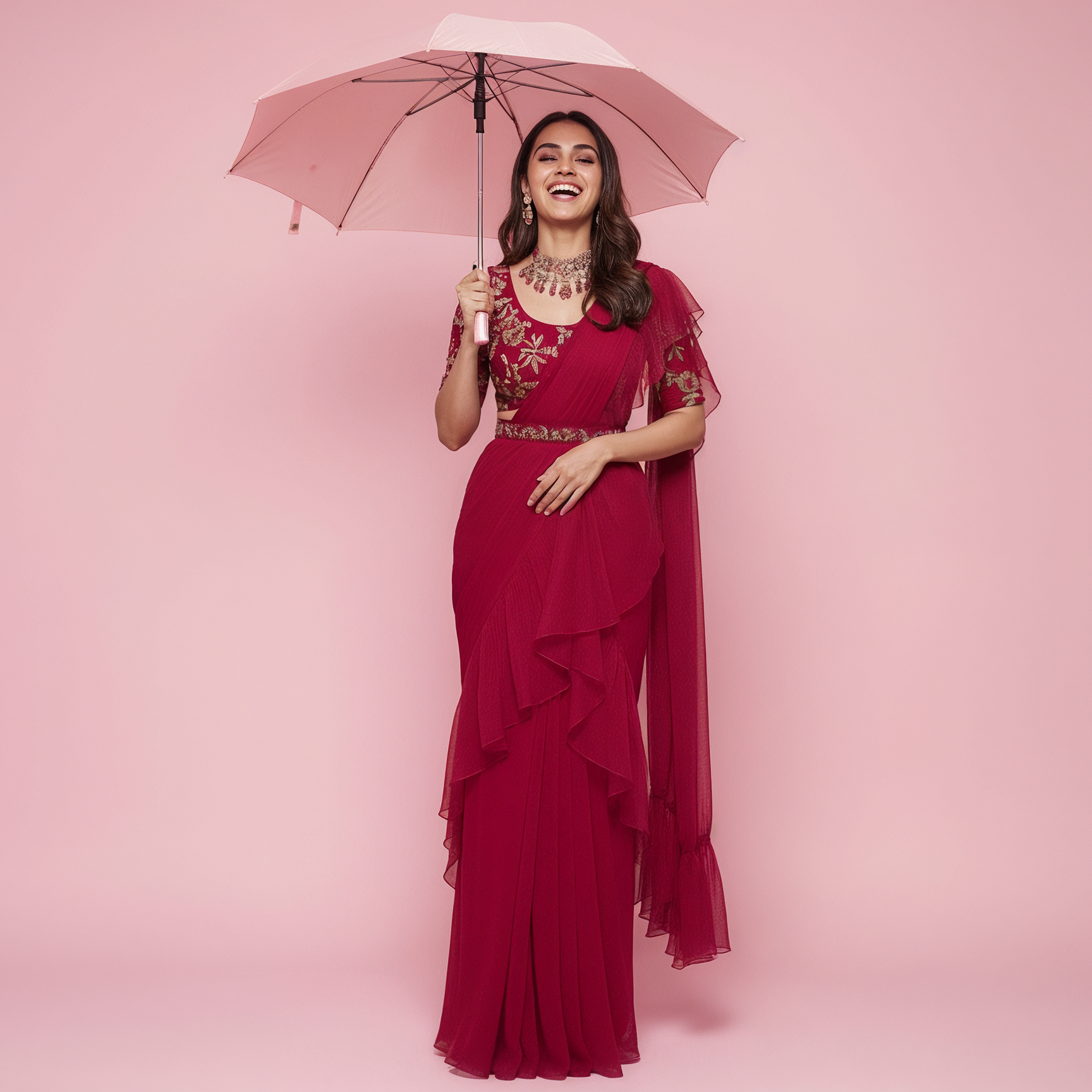 Pre-Draped Saree Set