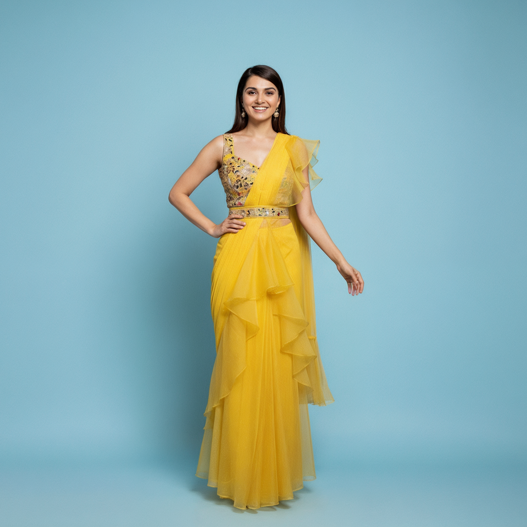 Pre-Draped Saree Set