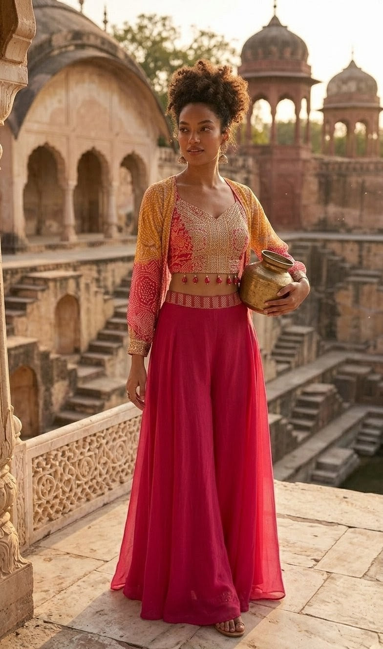 Embroidered Silk-Blend Set - Red