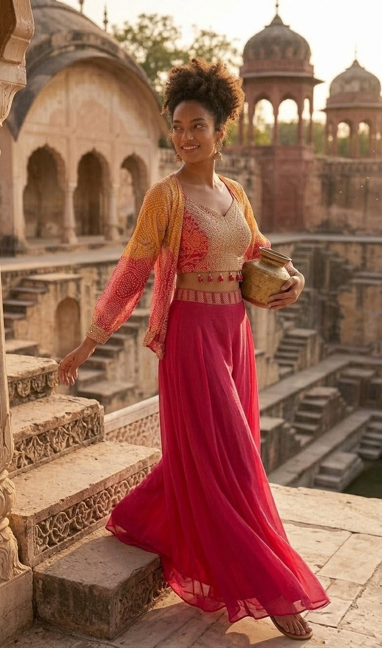 Embroidered Silk-Blend Set - Red